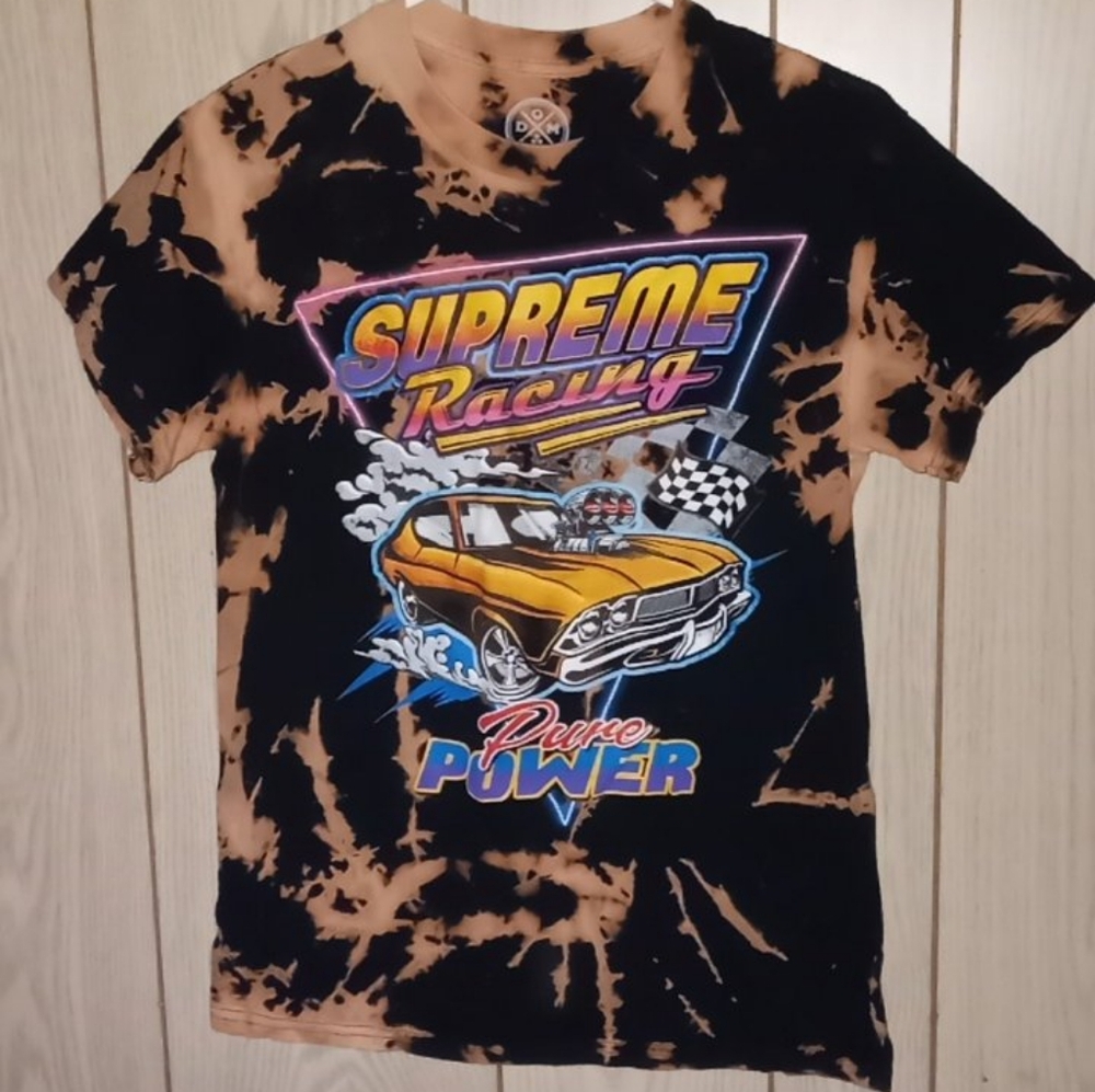 Supreme Tie-Dye T-Shirt Size Small Black Tee Reverse Bleach Dye